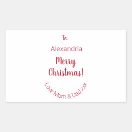 母とパパからかわいいメリークリスマスミニマル 長方形シール