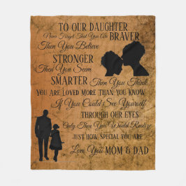 母とパパから娘へ フリースブランケット