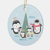 母とパパと2人の子供～ペンギン セラミックオーナメント (左)