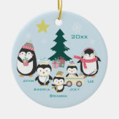 母とパパと3人の子供～ペンギン セラミックオーナメント (正面)