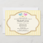 母とパパの鳥とベビーの鳥の赤ちゃんシャワー 招待状 (正面)