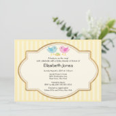 母とパパの鳥とベビーの鳥の赤ちゃんシャワー 招待状 (スタンド正面)