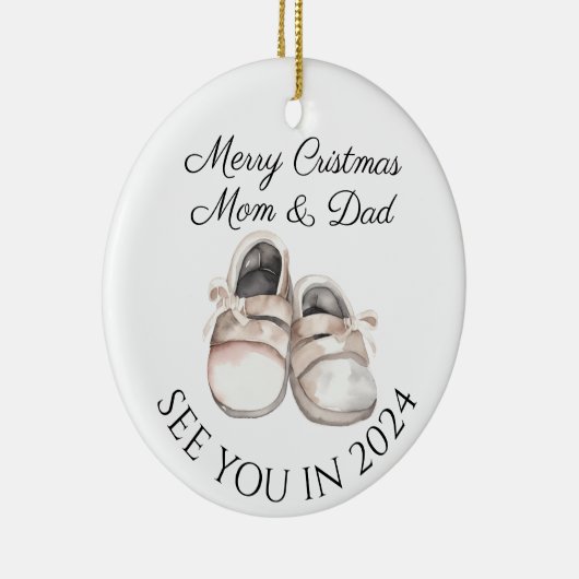 母とパパは新生児妊娠の発表になる セラミックオーナメント (右)