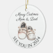 母とパパは新生児妊娠の発表になる セラミックオーナメント (左)