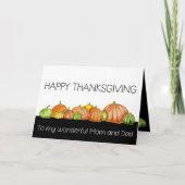 母とパパ水色カボチャ感謝祭カード カード (正面)