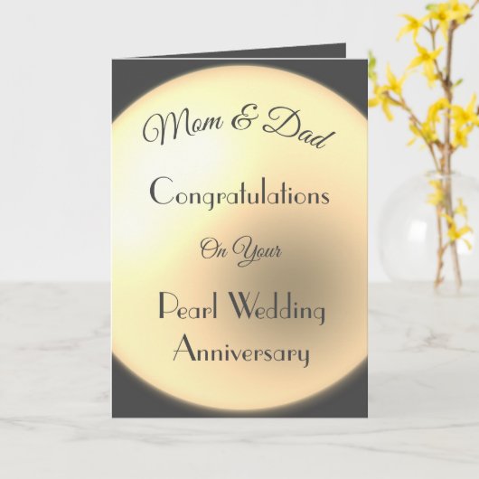 母とパパ真珠記念日の挨拶 カード (黄色い花)