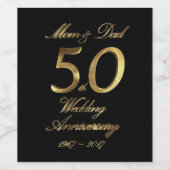 母とパパ結婚ゴールデン50日 ワインラベル (シングルラベル)