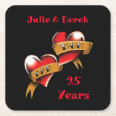 母とパパ記念日パーティー スクエアペーパーコースター (正面)