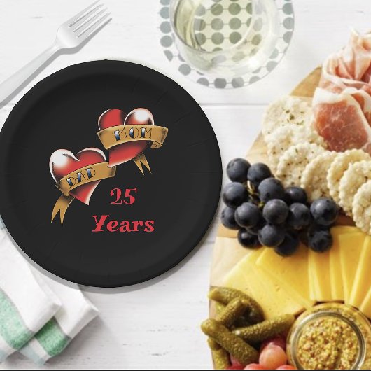 母とパパ記念日パーティー ペーパープレート