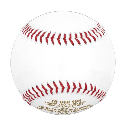 母とパパ野球からの息子への贈り物 野球ボール (裏面)