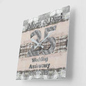 母とパパ25thシルバー結婚ズ2019 スクエア壁時計 (傾斜)