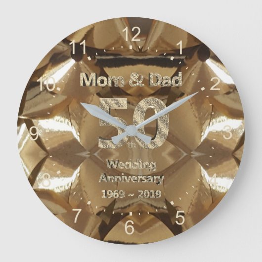 母とパパ50周年結婚2019 ラージ壁時計 (正面)