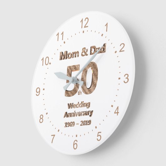 母とパパ50周年結婚2019 ラージ壁時計 (傾斜)