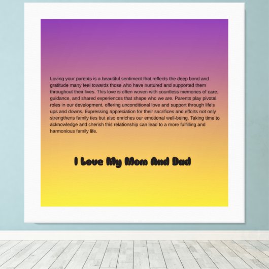 「母とパパ – 私の永遠賛美の」 キャンバスプリント (インサイチュ (ウッドフロア))