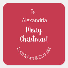 母とパーソナライズされたパパからかわいいメリークリスマス スクエアシール