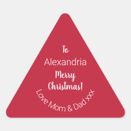 母とパーソナライズされたパパからかわいいメリークリスマス 三角形シール