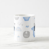 母とベのベビーの名前のYear Est。ブラック文字 コーヒーマグカップ (中央)