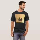 母とベビーのヒヒ – 野生動物のサル霊長類 Tシャツ (正面フル)