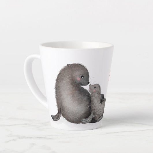 母とベビーの毛皮のシ最高のールマムエバーラテマグ カフェラテマグ (左アングル)