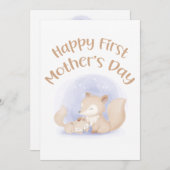 母とベビーの狐 – 幸せな最初の母の日のカード シーズンカード (正面/裏面)