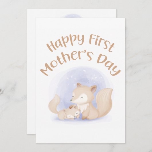 母とベビーの狐 – 幸せな最初の母の日のカード シーズンカード (正面/裏面)