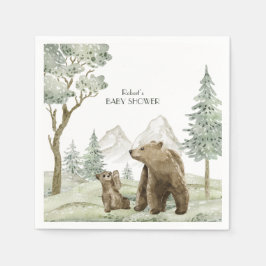 母とベビーは水の色の森の招待 スタンダードカクテルナプキン