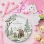 母とベビーは水の色の森の招待 ペーパープレート (パーティー)