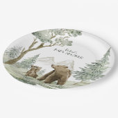 母とベビーは水の色の森の招待 ペーパープレート (アングル)