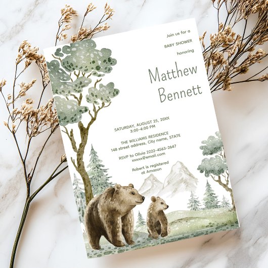 母とベビーは水の色の森の招待 招待状