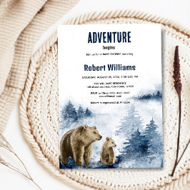 母とベビーは水の色の森の招待 招待状