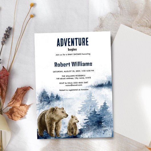 母とベビーは水の色の森の招待 招待状