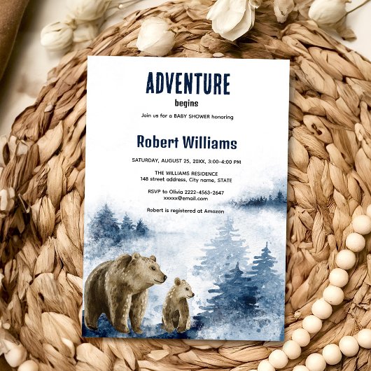 母とベビーは水の色の森の招待 招待状