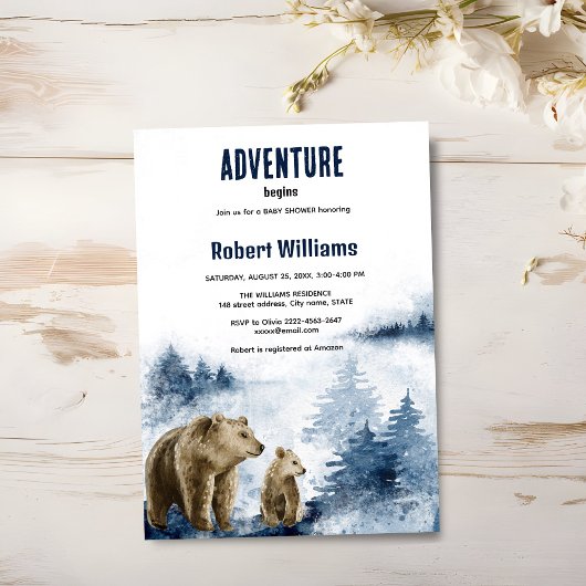 母とベビーは水の色の森の招待 招待状