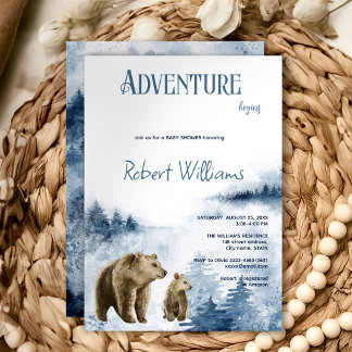 母とベビーは水の色の森の招待 招待状