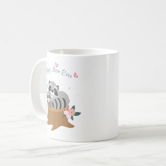 母とベビーアライグマ母の日 コーヒーマグカップ (正面左)