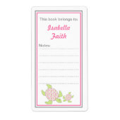 母とベビーウミガメ蔵書票赤ちゃんシャワー ラベル (正面)