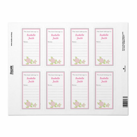 母とベビーウミガメ蔵書票赤ちゃんシャワー ラベル (フルシート)