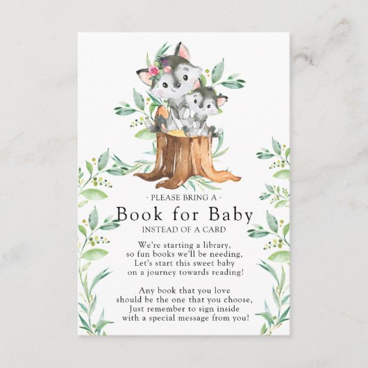 母とベビーウルフベビーシャワーベビーカード用ブック エンクロージャーカード (正面)