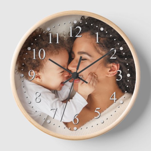 母とベビーカスタムフォト子供部屋 壁時計 (正面)