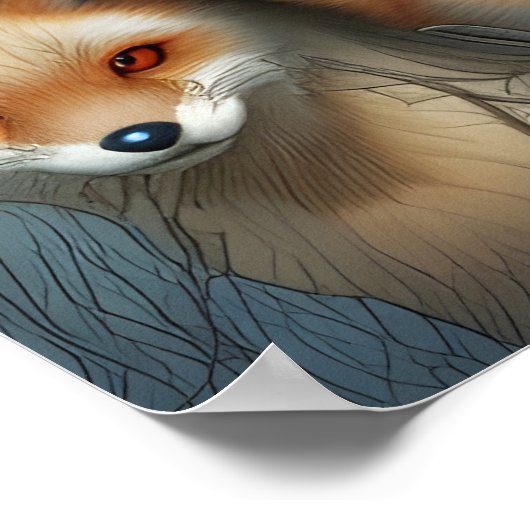 母とベビーキツネ ポスター (角)