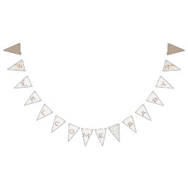 母とベビーキリン水カラーウェルカムベビー バンティングフラッグ