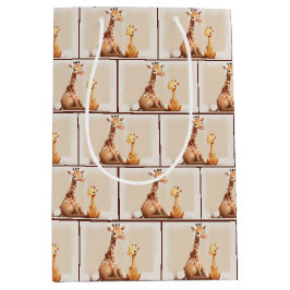 母とベビーキリン水彩色 ミディアムペーパーバッグ