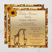 母とベビーキリン金ゴールド日付を保存ベビーシャワー 招待状 (正面/裏面)