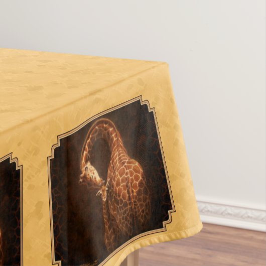母とベビーキリン金ゴールド背景 テーブルクロス (インサイチュ)
