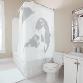 母とベビークジラのシャドー仲間のシャワー シャワーカーテン (インサイチュ)