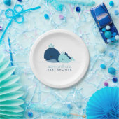 母とベビークジラの赤ちゃんシャワー{blue} ペーパープレート (パーティー)