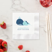 母とベビークジラの赤ちゃんシャワー{blue} 縁ありカクテルナプキン (インサイチュ)