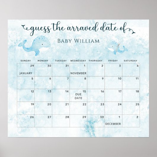 母とベビークジラは期日カレンダーを推測 ポスター (正面)