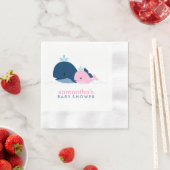 母とベビークジラ女の子の赤ちゃんシャワー 縁ありカクテルナプキン (インサイチュ)