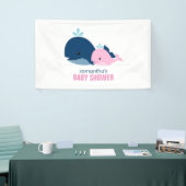 母とベビークジラ女の子ベビーシャワーへようこそ 横断幕 (トレードショー)